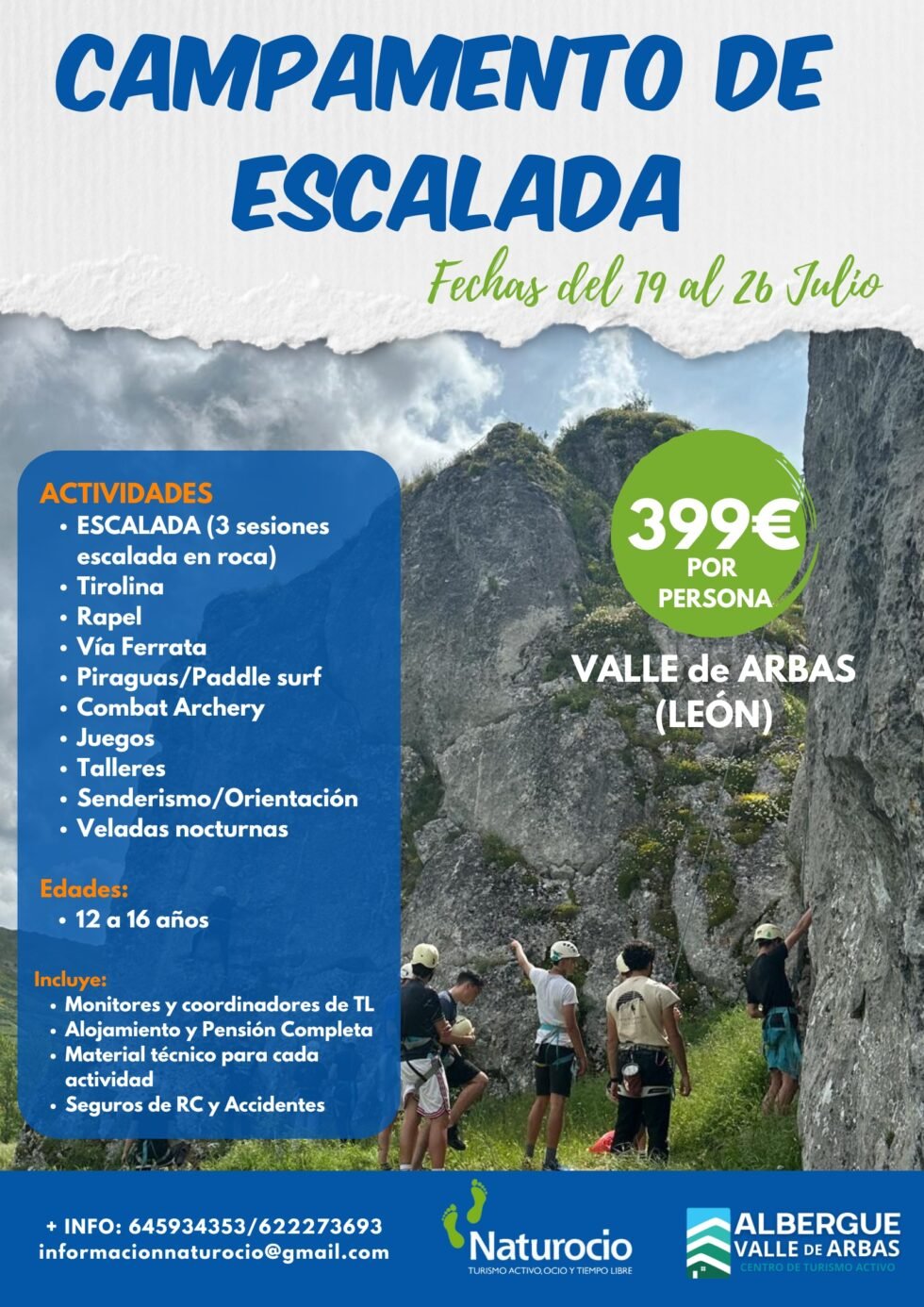 Campamento de Escalada y Aventura 2026 Valle de Arbas en León
